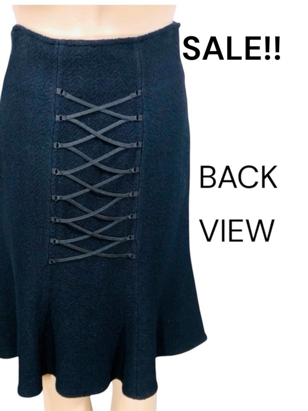 St. John Collection NWT black knit skirt with corset type accent Sz 2